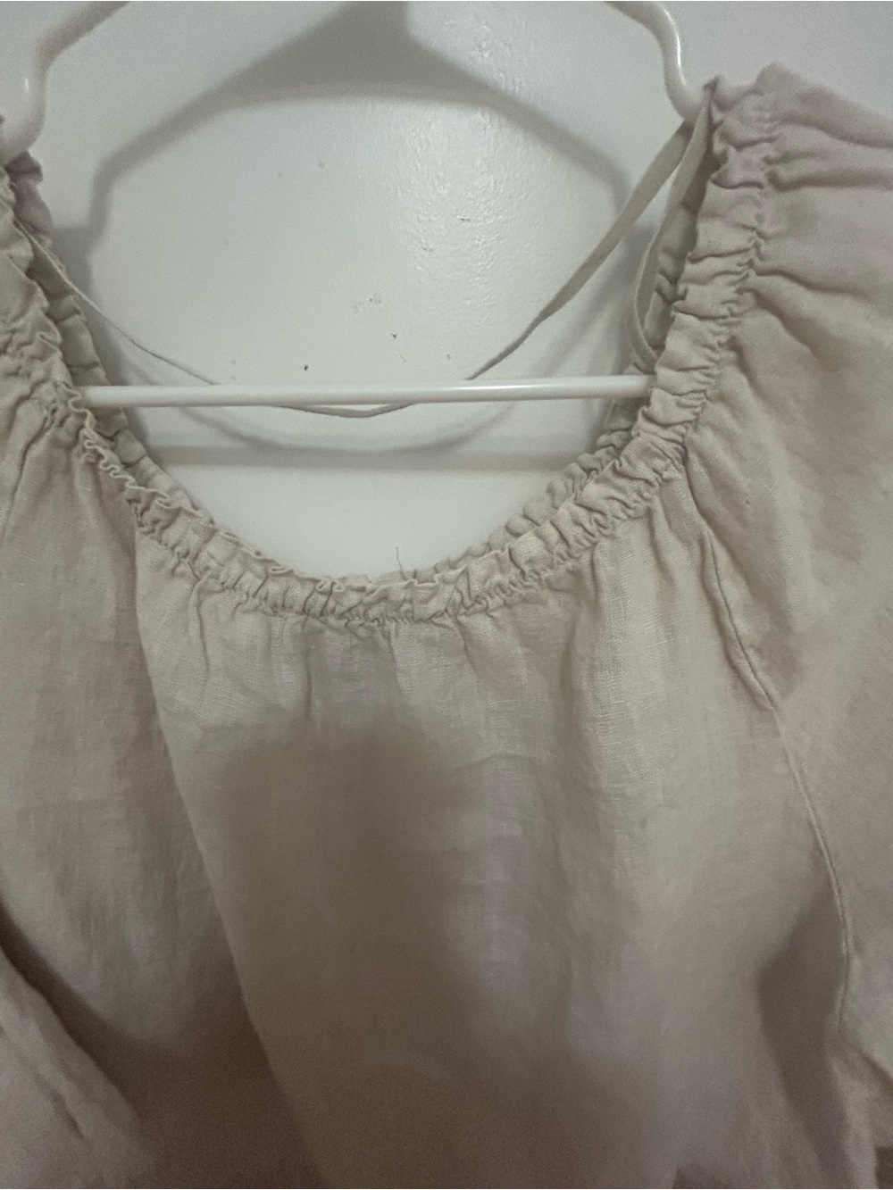 Boho Linen Peasant Dress - Light Beige - Picture 5 of 8